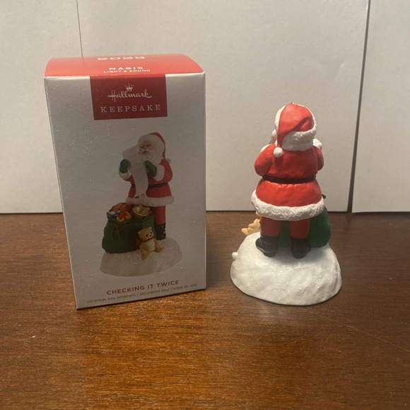 2023 Hallmark Checking It Twice Santa Keepsake Ornament With Light‎ and Sound - Picture 2 of 5